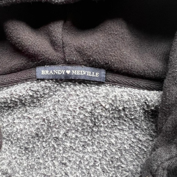 brandy melville black cropped "crystal" zip up hoodie - Picture 5 of 8